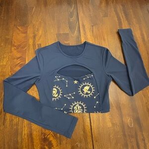 Harry Potter Warner Bros Blue Long Sleeve Cut Out Crop Top